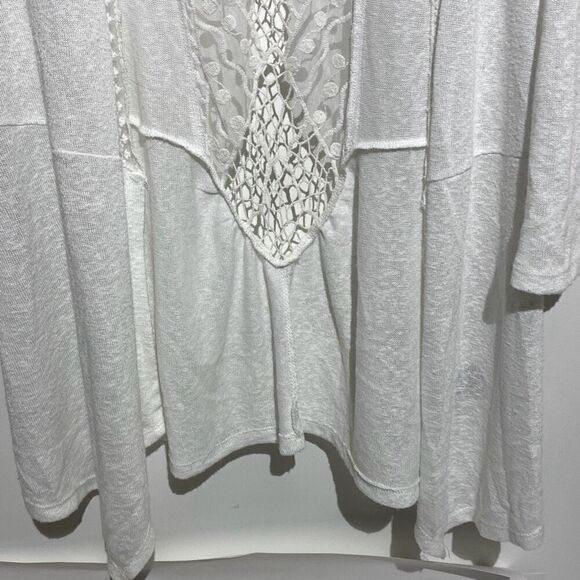 Torrid Women's White Embroidered Lace Mesh Open Front 3/4 Sleeve Cardigan Size 1 - Picture 2 of 7